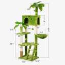 Meecal 65in Tall Cat Tree with Leaves for Indoor Cats, Green Cat Tower with Scratching Post, Hanging Hammock, Cozy Perch, Swing Ball, Self Groomer and Cat Ladder, Cat Tree Tower