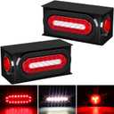RONSTA 2 Pcs Trailer Light Steel Boxes Housing Kit with w/6" Oval Red/White LED Tail Lights and w 2" Round Red LED Side Lights, Included Grommets Wire Connectors(2 with Boxes)