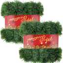 2Pcs 50FT Green Christmas Garland Decorations, Christmas Artificial Pine Greenery Garland Outdoor Indoor Decor, Straight Faux PVC Soft Garland for Stairs Railing Fireplace Window Christmas Decor