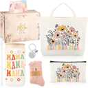 8 PCS Birthday Gift for Mom Flower Theme Mothers Day Christmas Gifts from Daughter Son New Mom Gift Besket