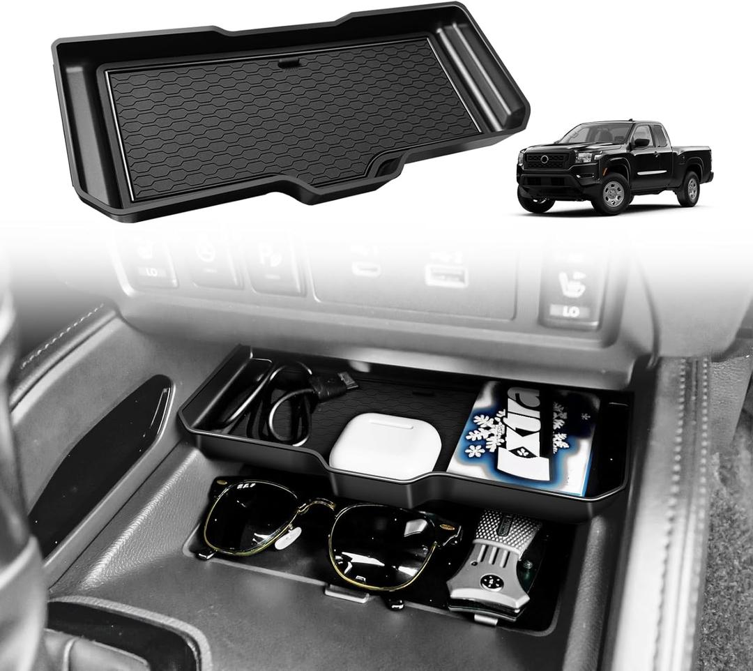 Muslogy Compatible with Nissan Frontier 2022-2025 2026 Accessories Center Console Organizer for Under Climate Controls Interior Storage Divider Tray