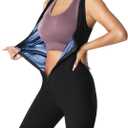 Sauna Suit for Women Sauna Vest Weight Loss 3 in 1 Waist Trainer Full Body Sweat Sleeveless Shirt Workout Running Gym, Small