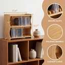 Lyellfe CD Holder Rack, Bamboo CD Rack Organizer with Rubber Feet, DVD Display Shelf for Movie Cases, DVDs, Cassette Tape, Holds up to 32 CD Cases