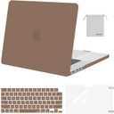 MOSISO Compatible with MacBook Pro 16 inch Case M5 2026 M4 2025 M3 M2 M1 2024-2021 A3429 A3428 A3403 A3186 A2991 A2780 A2485, Protective Hard Shell&Keyboard Cover&Screen Film&Pouch, Caramel Brown