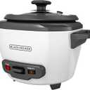 BLACK+DECKER 3-Cup Rice Cooker, RC503, 1.5-cup Uncooked Rice, Steaming Basket, Removable Non-Stick Bowl, One Touch, White