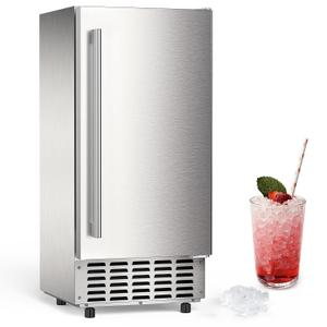 COWSAR Commercial Under Counter Nugget Ice Maker Machine, 68Lbs/Day Ice Maker with Double Ice Baskets, Bulit-in Freestanding Ice Machine, 24H Timer & Self-Cleaning, for Commercial & Home Use(Silver)