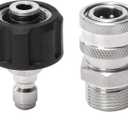 RIDGE WASHER Pressure Washer Adapter Set, Stainless Steel, Gun to Wand, M22 to 1/4'' Quick Connect (Stainless Steel-1 Set)