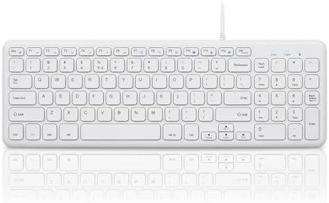 Perixx PERIBOARD-213W Wired Quiet USB Scissor Keyboard - 14.45x4.76x0.70 Inches - Compact Design with Number Pad - White - US English (PERIBOARD-213US)