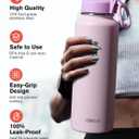 Coolflask Water Bottle 40 oz Insulated with Straw, Stainless Steel Metal 3 Lids Water Flask for Sports or Office, Keep Cold 48H Hot 24H, Pink
