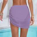 Leoparts Women's High Waisted Bikini Bottom with Mesh Sheer Skirt Ruched Drawstring Swimsuit Bathing Suit Bottom (Purple)