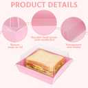 200 Pcs Charcuterie Boxes with Clear Lids 5 Inch Disposable Mini Square Charcuterie Boxes Paper Bakery Food Containers for Valentine's Day Family Party Sandwich Sushi Cookie Cake Fruits Slice (Pink)
