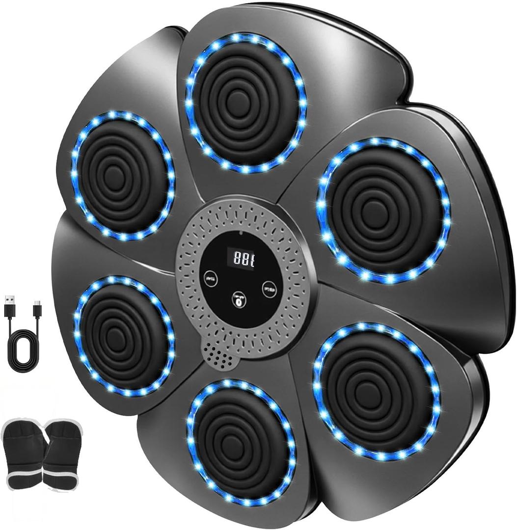 2026 Music Boxing Machine,Bluetooth Smart Traineing Machine with Boxing Gloves,Suitable for Adults and Kids Interactive Boxing Target Wall Mounted,Boxing Equipment for Homes, Offices, and Gyms