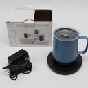 VFZO Temperature Control Smart Mug, Self Heating Coffee Mug LED Display, 180 Min Battery Life - Hot up to 149℉ Fast Wireless Charger Base Improved Design (12oz, Blue)