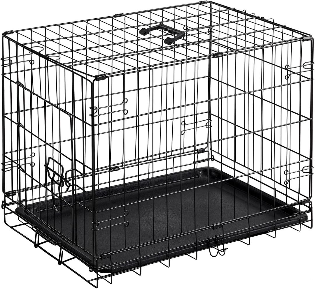 DUMOS Dog Crate, 24 Inch Small Single Door Dog Cage with Plastic Leak-Proof Pan Tray, Folding Metal Wire Pet Kennel for Indoor, Outdoor, Travel