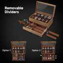 Watch Box with 10 Slots, 2-Tier Watch Case for Large Dial Watches, Watch Display Case with Lid, Removable Watch Pillows, Gifts for Men Women, Watch Organizer with Drawer, Jewelry Box, Walnut