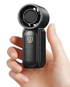 Gaiatop Portable Handheld Mini Fan, 6 Speeds 16900 RPM High Velocity Personal Fan with LED Display, USB Rechargeable, Mini Fan with Lanyard for Makeup, Travel, Outdoor, Gift for Women Girl, Black