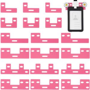 PH PandaHall 18pcs 6 Styles Badge Buddy Topper, Acrylic Card Holder Pink ID Badge Topper Buddy Pin Holder Fit Vertical Horizontal Holder for Nurse Doctor Staff Name Cards Display Pins