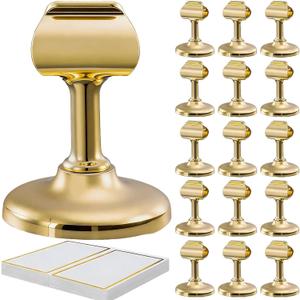 16 Pcs Gold Table Number Holders with 16 Gold Foil Border Tent Cards, Name Card Holders for Wedding, Restaurant, Photo, Birthday