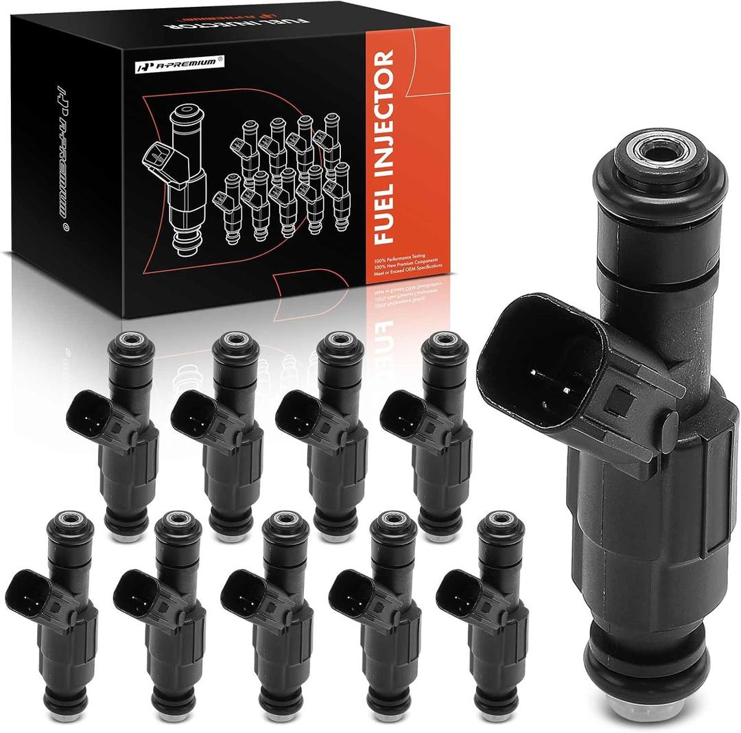 A-Premium Fuel Injectors 10 Pcs Compatible with Ford F-250 Super Duty, F-350 Super Duty, F-450 Super Duty, F-550 Super Duty, E-350 Club Wagon, E-450 Super Duty, E-550 Econoline Super Duty, Excursion