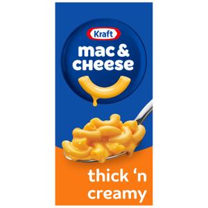 Kraft Mac and Cheese, 1 Box, for Easy Dinner or Dinner Sides, Thick 'n Creamy, No Artificial Flavors, Preservatives or Dyes, 7.25 oz (EXP 12/24/26)