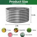 4 Pack Tall 2x2x1.5ft Round Galvanized Raised Garden Bed Outdoor, Metal Garden Bed for Vegetables, Above Ground Garden Box for Flower, Steel Raised Beds for Gardening, 2ftx2ftx1.5ft