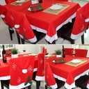 2 x 4 Pcs Christmas Chairs Covers Santa Claus Hat Dining Chair Slipcovers Xmas Red Chair Back Covers for Xmas Holiday Festive Decoration (Set of 4. Red)