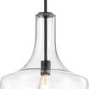 JONATHAN Y JYL6401B Watts 13.25" Glass/Metal LED Pendant Farmhouse Contemporary Transitional Dimmable Dining Room Living Room Kitchen Foyer Bedroom Hallway, Oil Rubbed Bronze/Clear