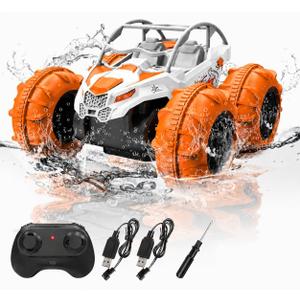 Remote Control Car, 1:18 Fast Amphibious RC Cars, All Terrain Off-Road Monster Truck Toys, 2.4Ghz Waterproof Cyber RC Trucks Pool Water Toys, Gifts for Birthday Christmas (White)