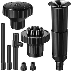 Fountain Pump Nozzle kit 8PC Mushroom Spray Head Kit for Pond Pumps - Water Fountain Nozzle Set Submersible, Black (Large)