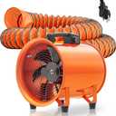 12 Inch Utility Blower Fan, 550W Portable Industrial Cylinder Axial Fan with 33Ft Duct Hose, 3243 CFM High-Velocity Air Extractor Fan Exhaust/Ventilation for Basement Workshop Warehouse Paint Booth