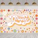 Two Groovy Birthday Party Backdrop Banner Hippie Birthday Two Groovy Decoration Daisy Flower Boho Photography Backdrop Party Supplies(7 x 5 ft)