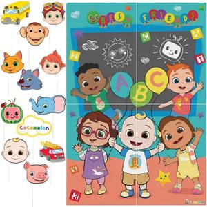 amscan Cocomelon Scene Setters® with Photo Props - 27.8" x 40" | Assorted Design | 1 Set of 16 Pcs.