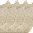 HaloYIYI Mens Ankle Athletic Moisture Wicking Cushion Low Cut Tab Socks,4 Pairs (13-15 Big Tall, Beige)
