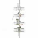 Shower Caddy Pole 4 Tier Adjustable Corner Rack Rust Resistant Satin Nickel Bath