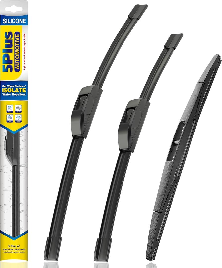 5 PLUS Silicone Windshield Wipers Replacement for 2013-2017 Subaru Crosstrek /2012-2016 Subaru Impreza /2009-2014 Nissan Murano Wiper Blades(Set of 3), Windshield Wiper Blades For My Car-26"/16"/12"