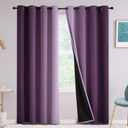 Yakamok Purple 100% Blackout Curtains for Bedroom,Ombre Room Darkening Curtains for Living Room Grommet Window Curtains 90 inches Long,Thermal Insulated Gradient Curtain & Drapes,2 Panels,52x90 inch