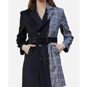 S·DEER Womens Coat with Plaid Patch Style, Wool Blend Winter Coat Size XL