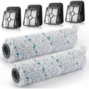 Multi-Surface Brush Rolls 2787 and Vacuum Filters 1866 for Bissell CrossWave Max 2554 2554A 2590 2593 2596 for HydroSteam 35151 35152 3513 3518, Replacement Part 1618638, 1608684, 6 Pack