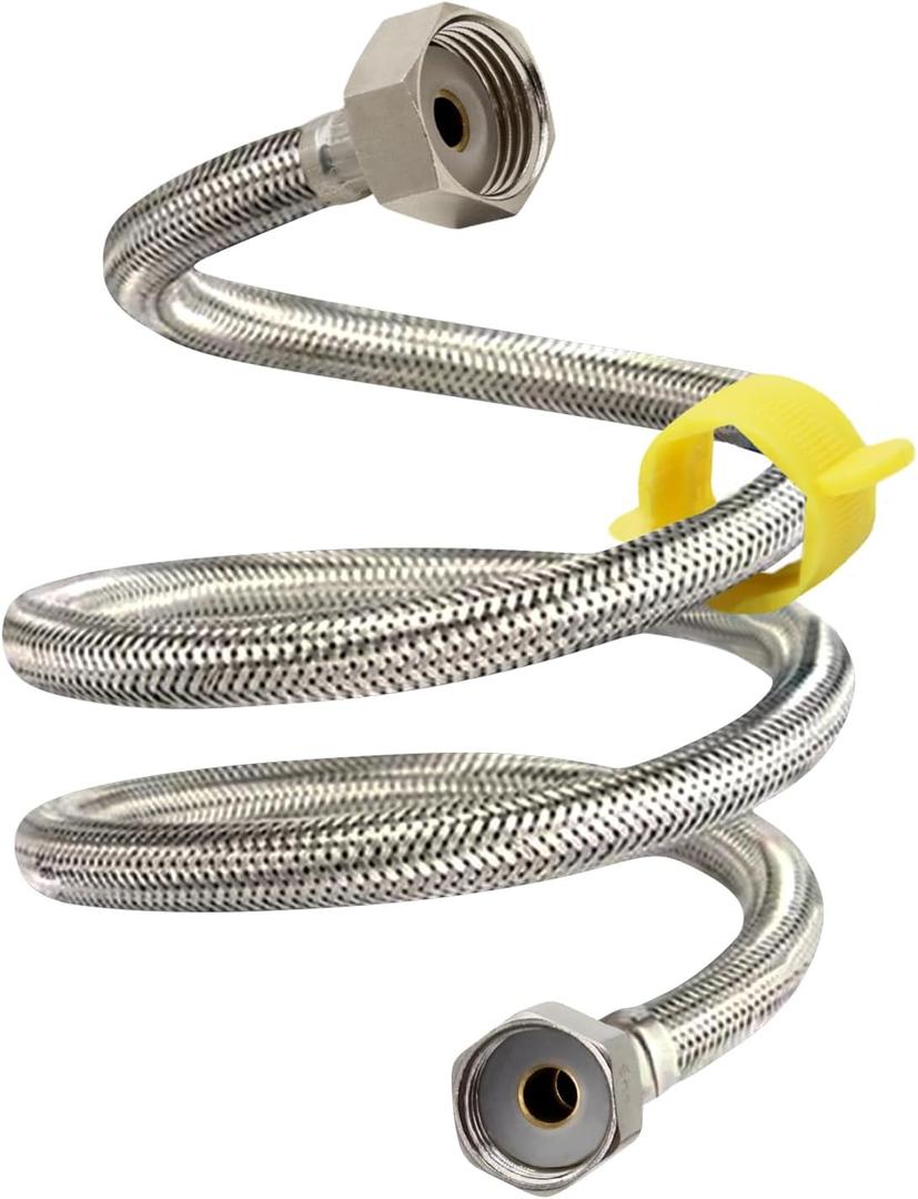 3.3FT Faucet Connector Hoses, G1/2 Female x G3/4 Female 304 Stainless Steel Braided Water Hose,For Dog Waterer Bowl,Washer Hoses,Residences Supply Hose (39-inch-1/2'' NPT to 3/4'' GHT)