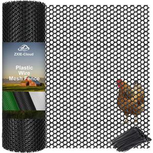 Plastic Chicken Wire Mesh Fence,Plastic Chicken Wire Roll 16in x 20ft,Garden Netting Fencing Barrier for Poultry, Animals, Pets and Balcony(Black)