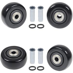 4Pcs 3 Inch Push Cart Wheels PU Caster Wheel Transport Rolling Wheels, Cargo Elevator Front Wheels, Replacement Wheels for Platform Trucks, Snow Blower, Grill 3" x 1.25" Wheels 3/8" axle