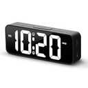ALANAS Digital Alarm Clock for Bedroom, 2 Set Alarms with Snooze, Dimmer, Adjustable Volume, Large Number Display, USB Charging Port for Cellphone, Outlet Powered Clocks for Heavy Sleeper (Black)
