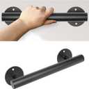 1 FT Black Matte Heavy Duty Stair Railing, Iron Short Staircase Handrail for Indoor Stairs - Outdoor Hand Railings for Garage, Basement, Porch Steps, Safety Grab Bars for Handicap, Seniors