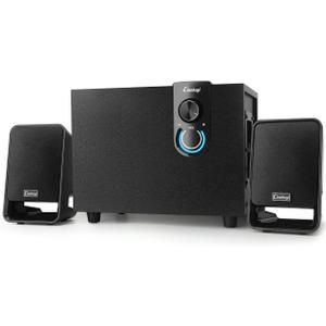 40W AC Powered Computer Speakers with Subwoofer, 2.1 Wooden PC Speaker with Subwoofer,4'' Woofer-Dual 3.5'' Satellites Speakers Woofer,Strong Bass,DSP Speakers with 3.5mm Inputs for PC/Laptop