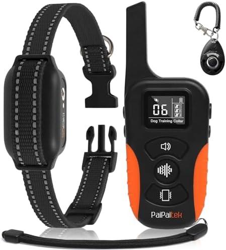 PaiPaitek No Shock Dog Training Collar with Remote 3300ft Range, Strong Vibrating Dog Collar Beep and Vibrate Only, Waterproof & Rechargeable Vibration Collar for Small Medium Large Dogs - No Prongs
