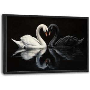 Swan Wall Art Black and White Pictures Wall Decor Large Goose Canvas Prints Framed Artwork Paintings Home Decorations for Living Room Dinning Room Bedroom Bathroom 36"x24"