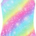 iLover Girls Sparkle One Piece Swimsuits Crossback Swimwear Beach Bathing Suit with Adjustable Strap, 9-10 Years