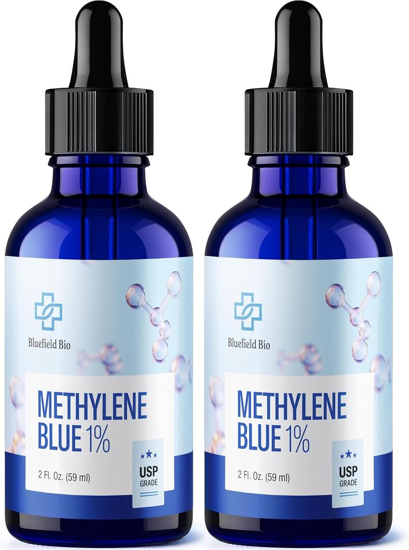 Methylene Blue Pharmaceutical Grade  [2 Pack] 1% Methylene Blue Supplement for Humans USP Grade  2 fl oz Liquid Drops, Third-Party Tested, Brain and Cognitive Health Support, No Alcohol