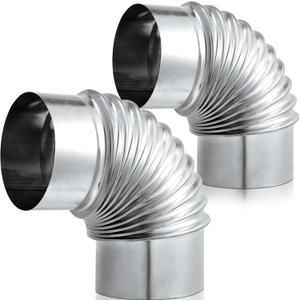 Hicarer 2 Pcs 4 Inch 90 Degree Galvanized Dryer Elbow Vent Tube Connector Adjustable Dryer Vent Elbow Connector for 4" HVAC Duct Pipe Hose Ductwork