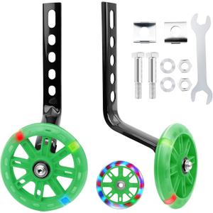 Training Wheels, Training Wheels for 20 18 16 14 12 Inch Bike, Bicycle Training Wheels for Kids, Bicycle Training Wheel is Suitable Single Speed Bike, Green